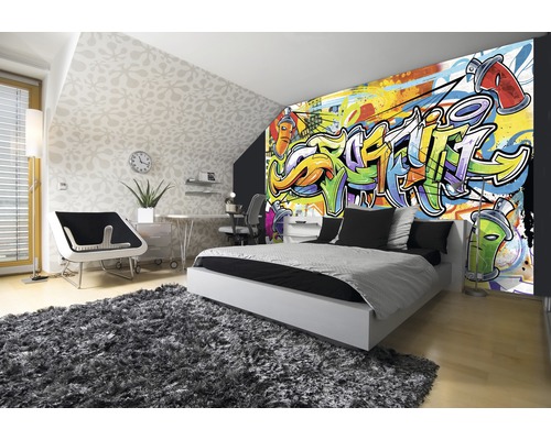 Vliesbehang 1400 VEXXL Graffiti kleurrijk 3-delige set 312 x 219 cm