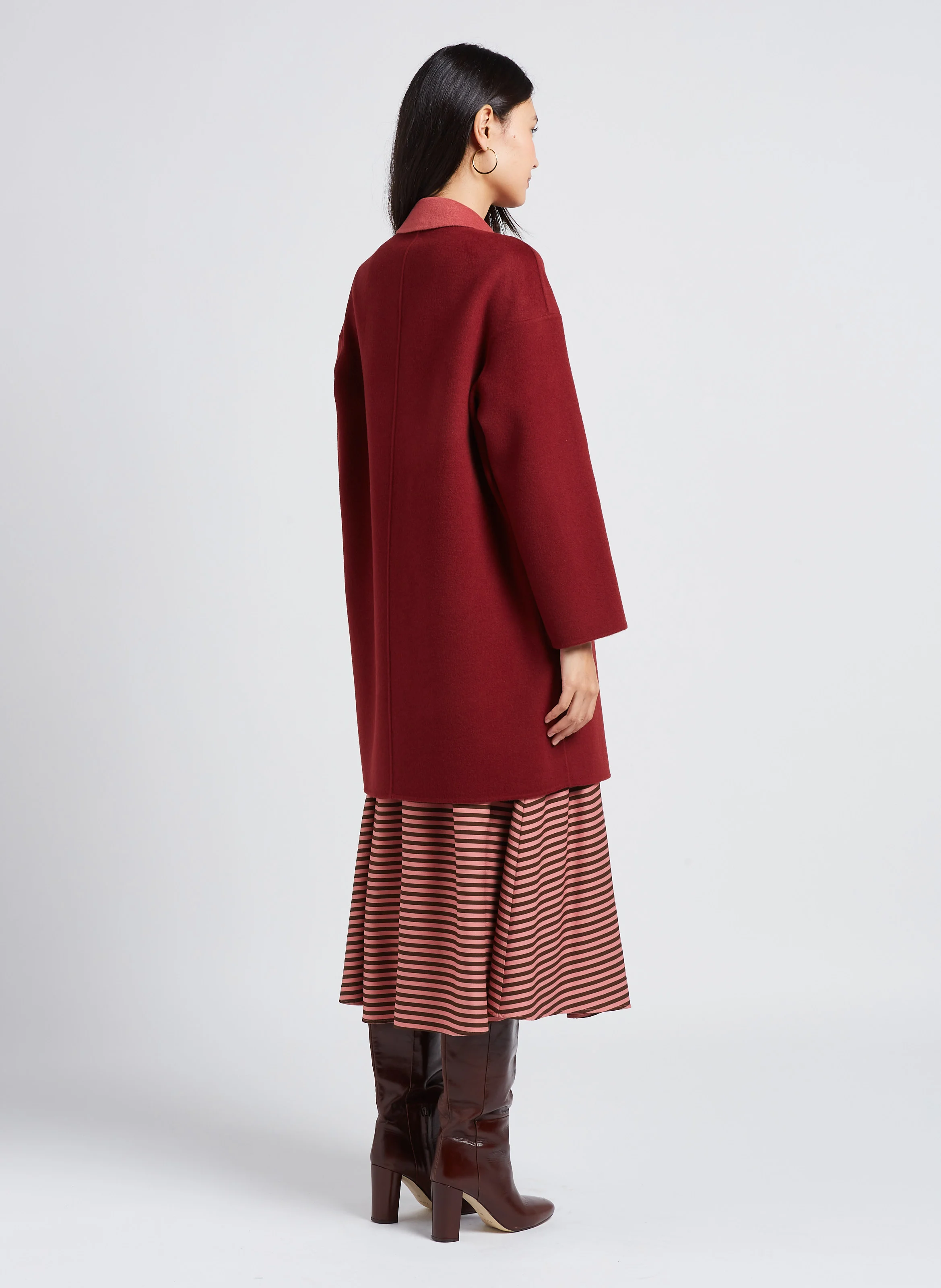 RICCARDO - Manteau col tailleur en laine mélangée | Marron