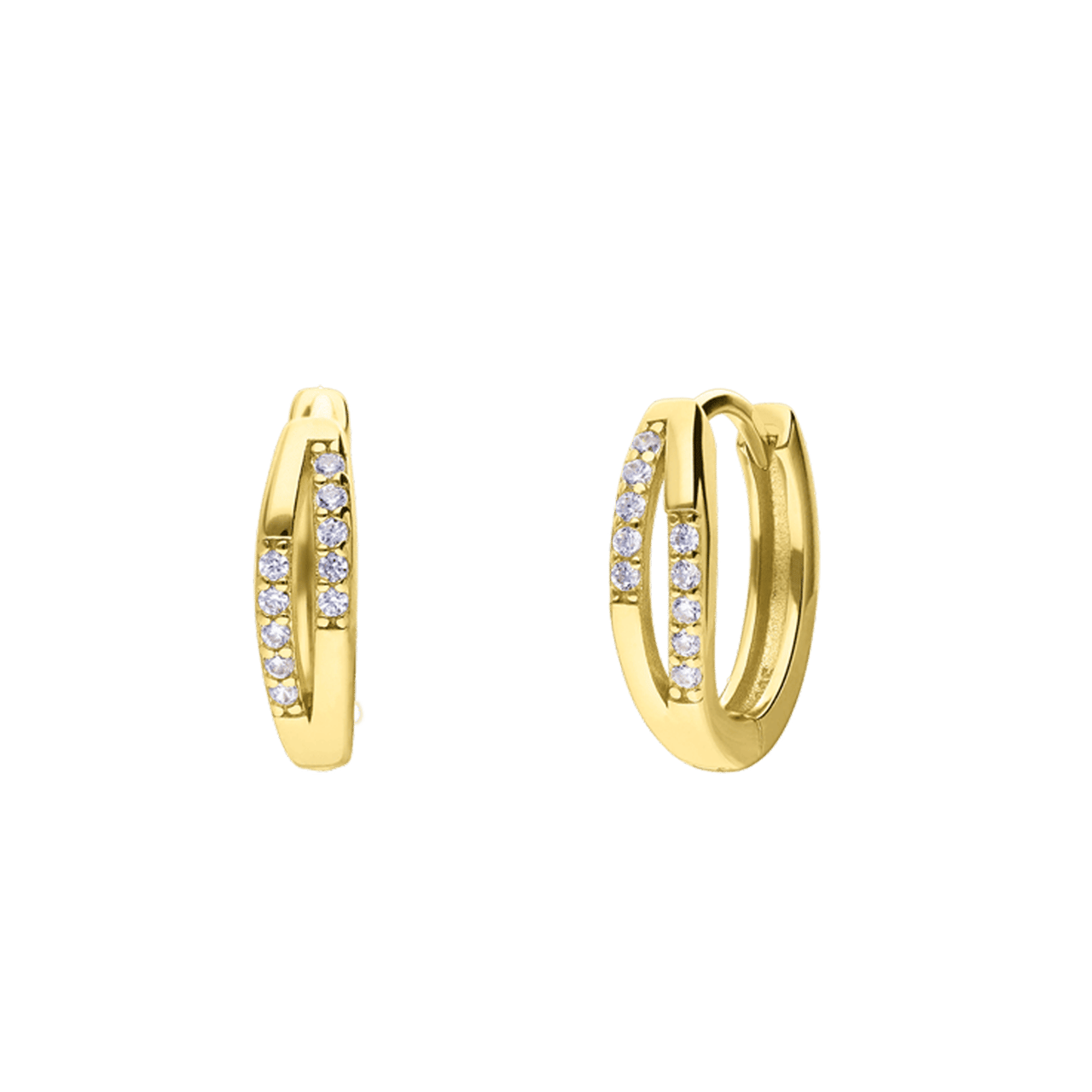 Zilveren goldplated oorringen opengewerkt zirkonia