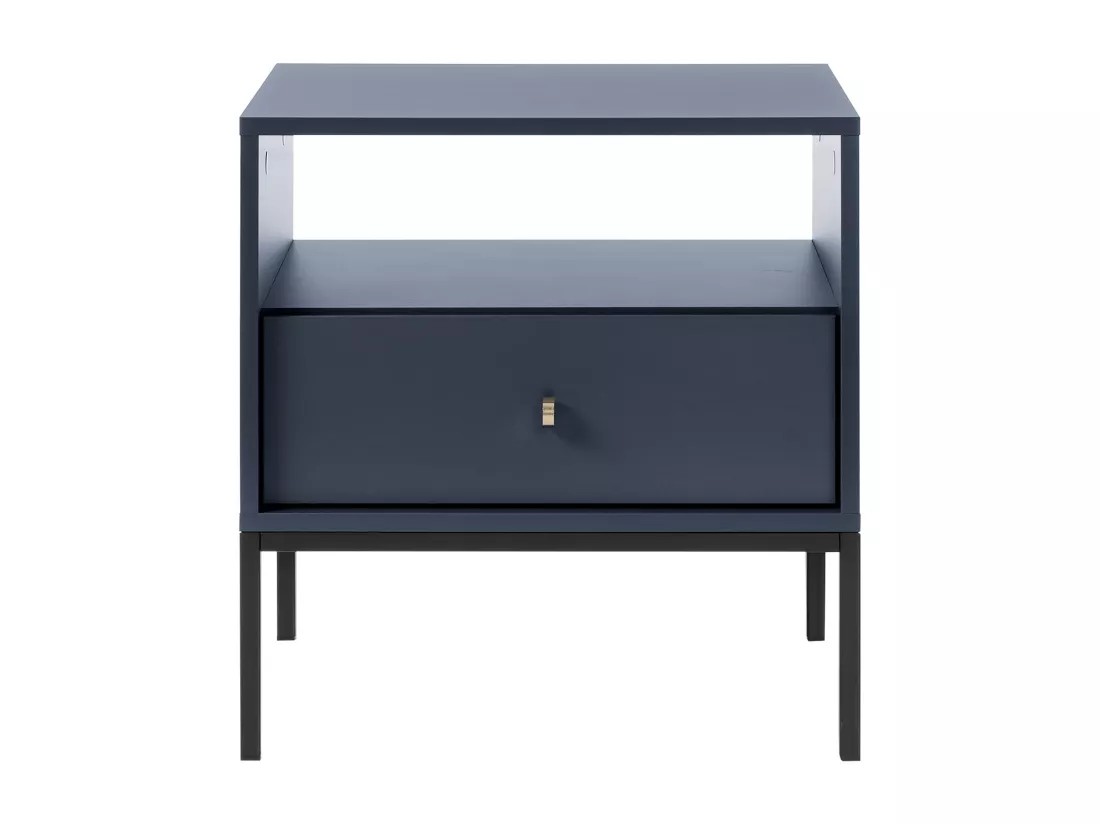 Table de chevet - 1 tiroir et 1 niche - Bleu - BOGDAN
