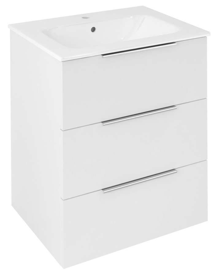 Sapho Cirasa wastafel onderkast 59x46x75cm met 3 lades wit glans