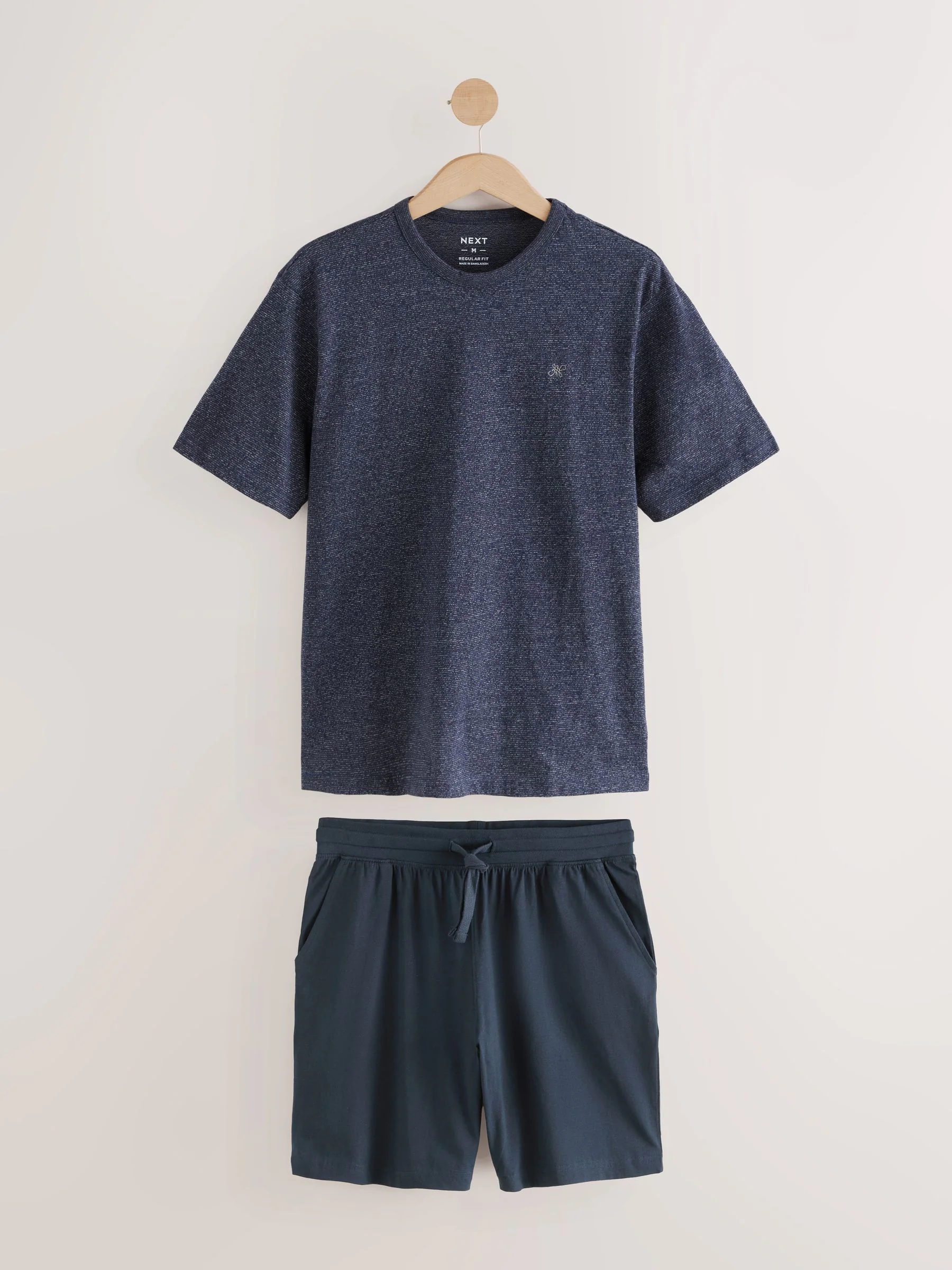 Marineblauwe strepen - Korte jersey pyjamaset