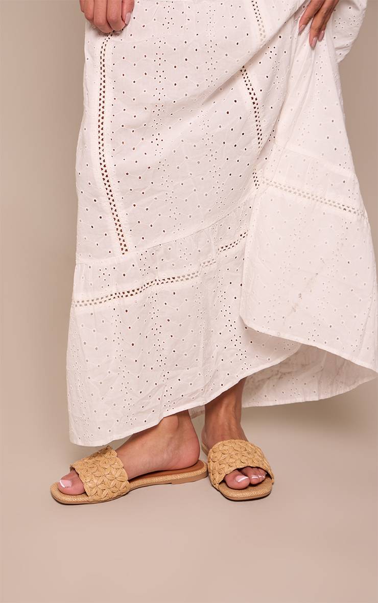 Naturel Sandales Mules Plates En Raphia