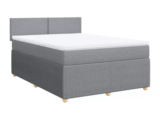 Sommier à lattes de lit avec matelas Gris clair 140x190cm Tissu