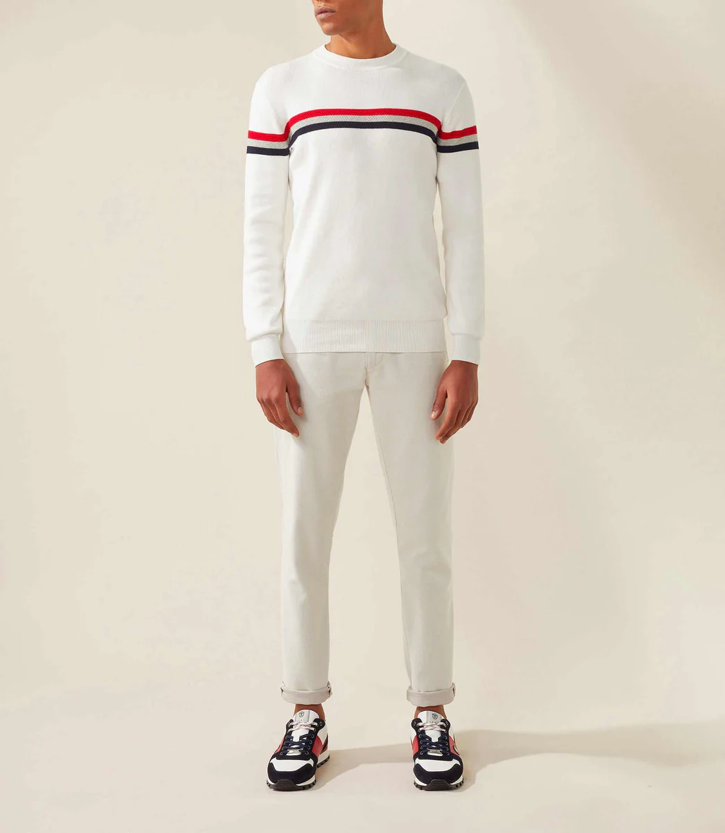 Pull col rond ecru 
