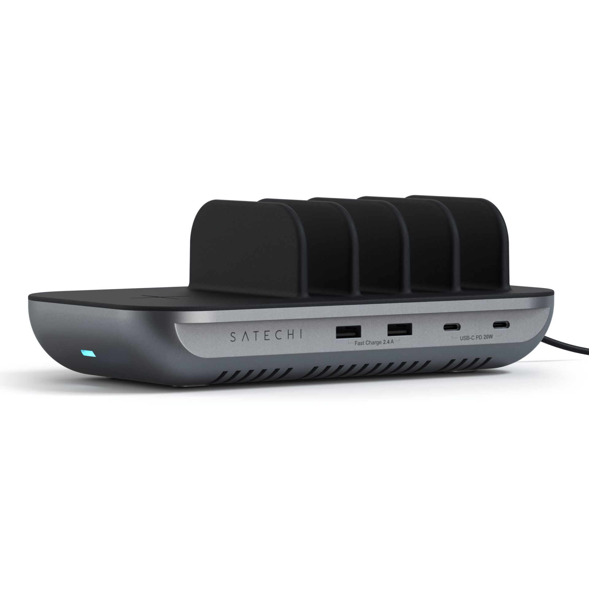 (70W) Qi Wireless Ladepad   4-fach USB Multi-Dockingstation Ladestation Halterung (ST-WCS5PM-EU) - Space Gray