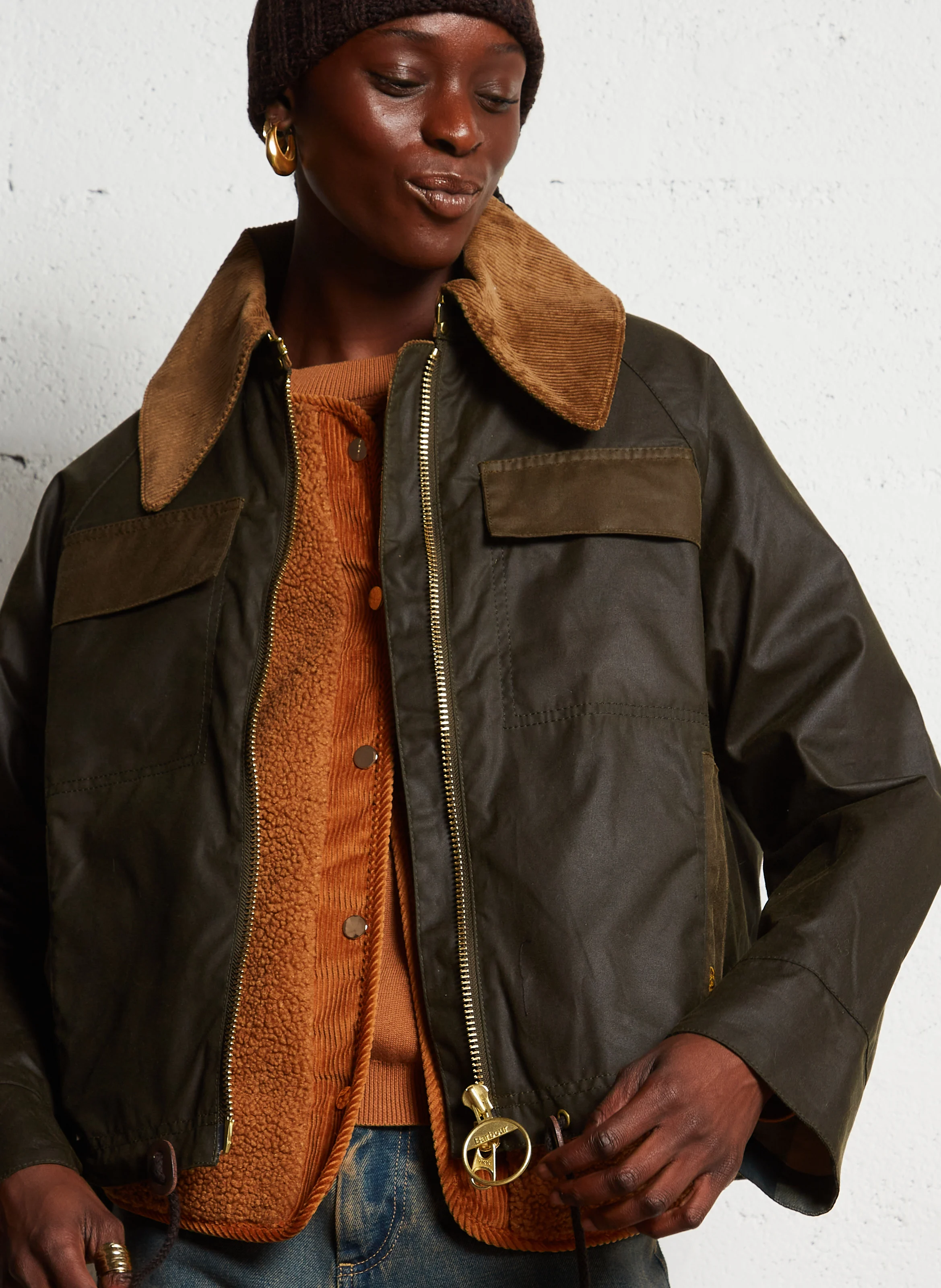 BEAULY - Blouson col classique droit en coton | Kaki