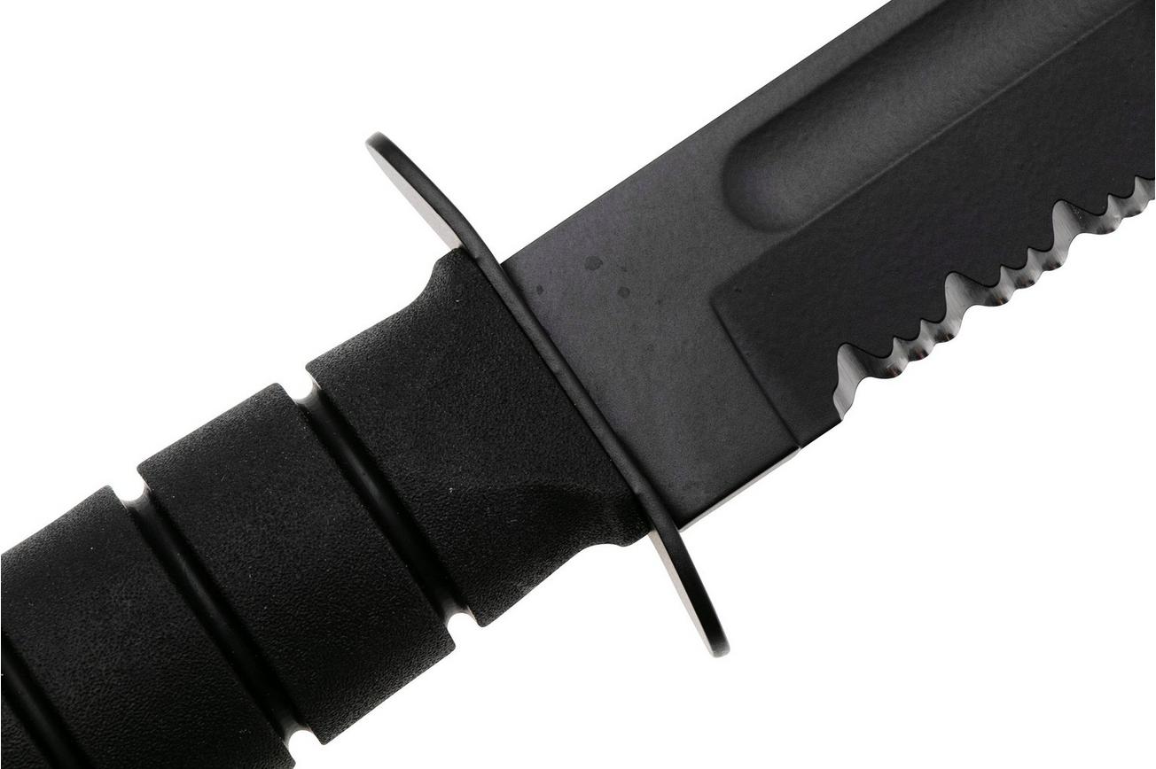 KA-BAR 1212 deels gekarteld, vaststaand mes, lederen foedraal