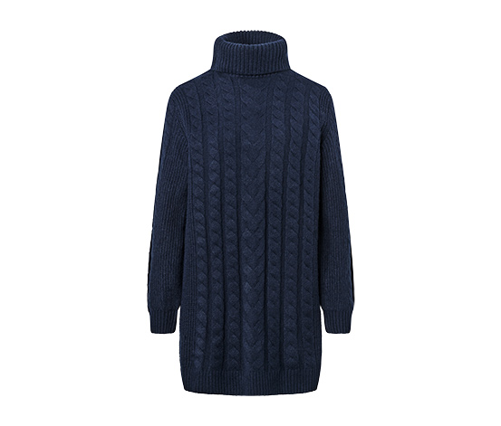 Langer Strickpullover mit Zopfmuster