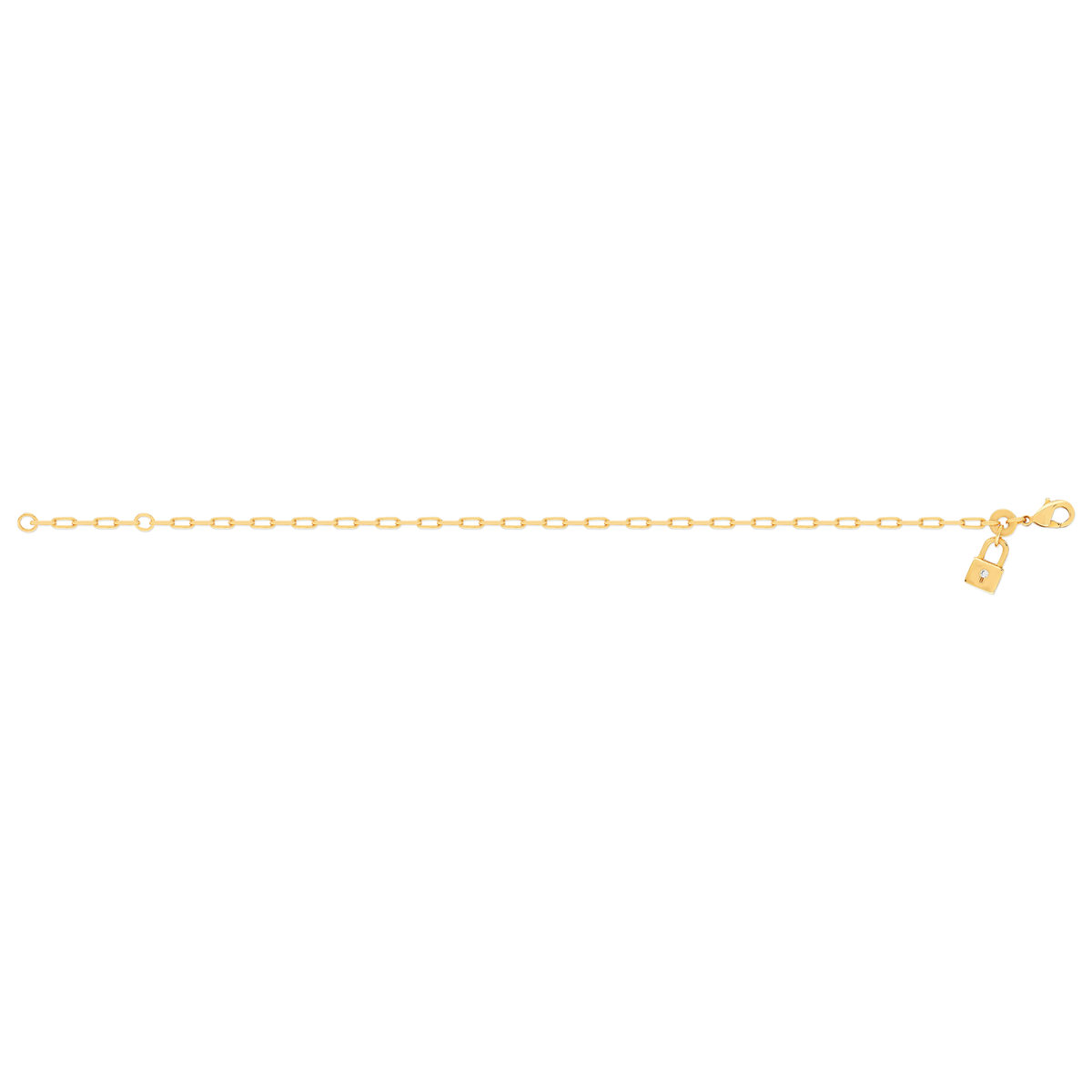 Bracelet plaqué or jaune motif cadenas zirconia 18 cm