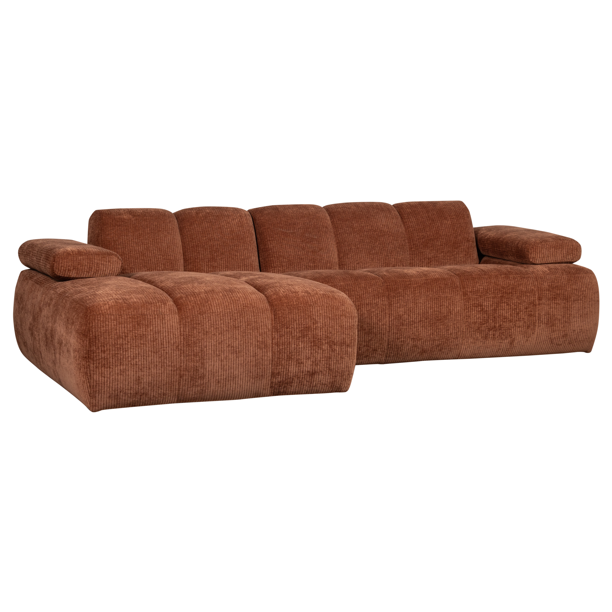 Chaise Longue Mojo Mojo Chaise Longue Links - Geweven Ribstof - Roestbruin