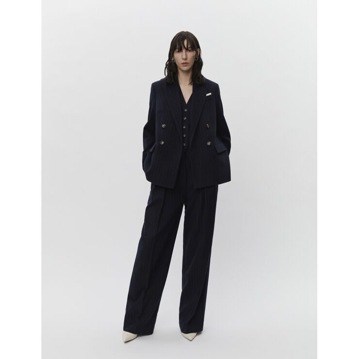 DAY Birger et Mikkelsen Enzo - Woolen Pinstripe Total eclipse