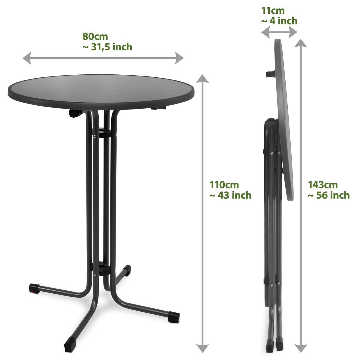 Beautissu Sylt statafel Ø 80 cm Grijs