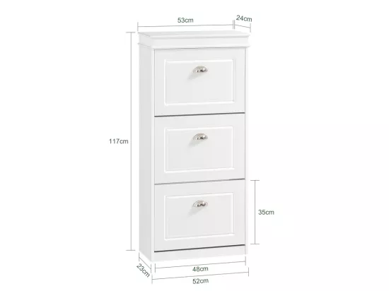 Meuble de Rangement à Chaussures Armoire à Chaussures Commode à Chaussures 3 abattants, FSR94-W