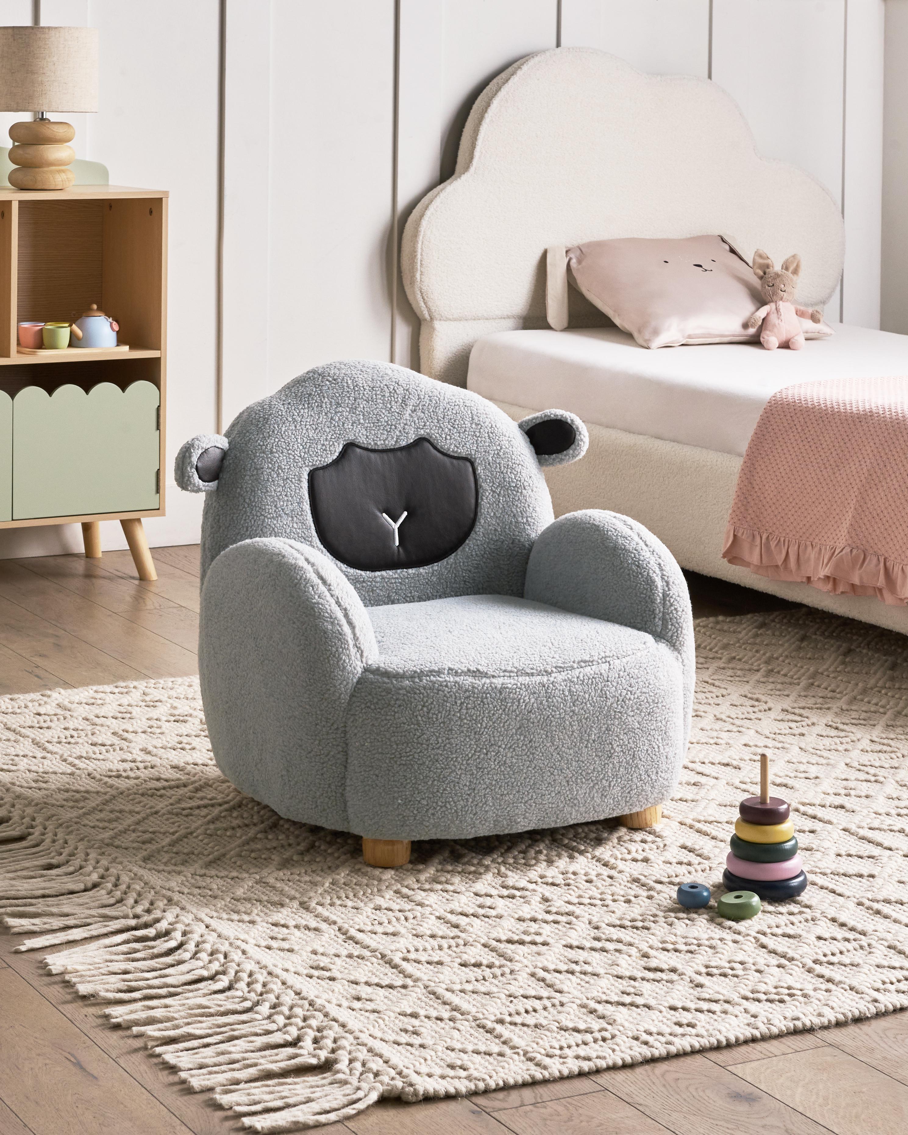 Kinderfauteuil Schaap ULA Bouclé Grijs