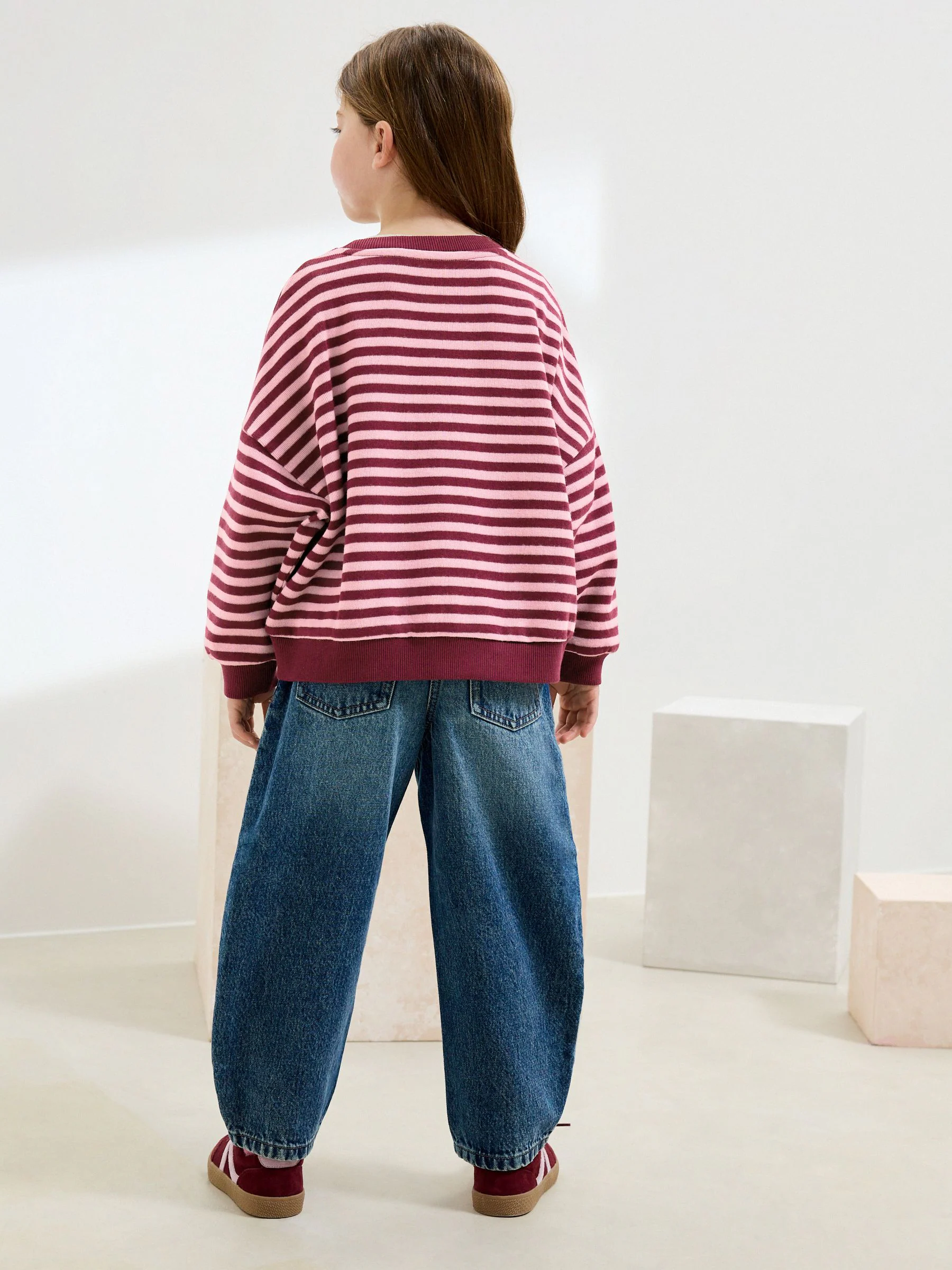 Roze/donkerrood - Oversized behaaglijke ribbelsweatshirt (3 - 16 jr)