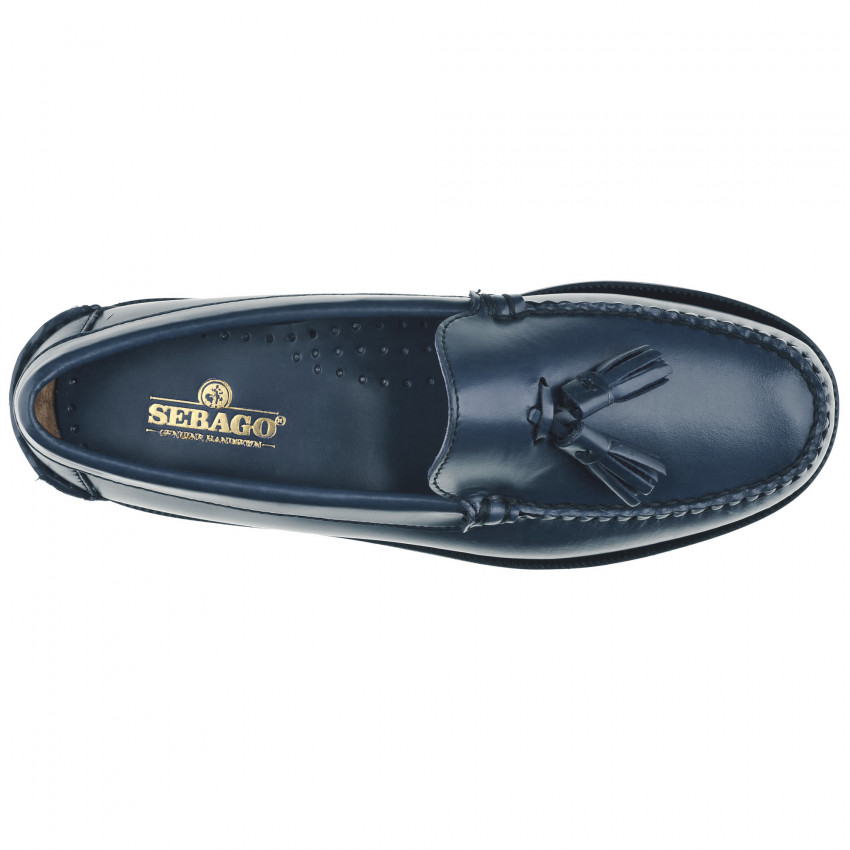CLASSIC WILL BRILLANT BLUE MOCASSIN-Mocassin à glands femme en cuir pleine fleur coloris bleu