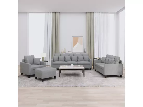 Ensemble de canapés 4 pcs coussins gris clair tissu