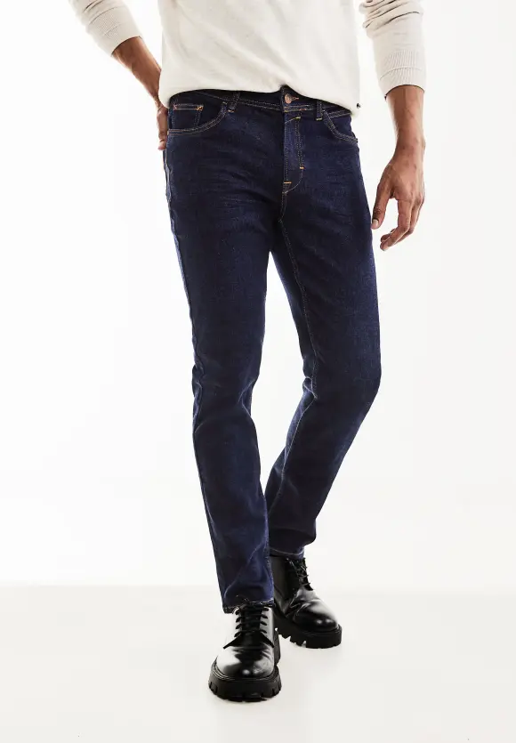 Slim Fit Jeans - dark blue rinsed wash