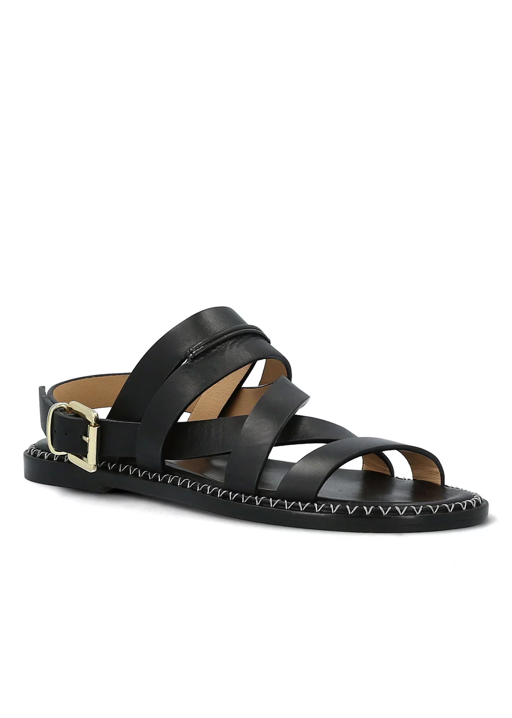 SANDALE VILLETTE CUIR NOIR