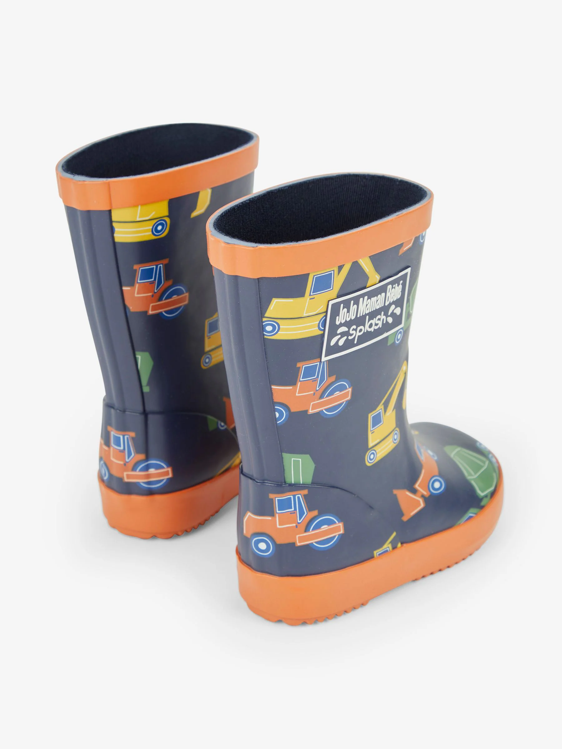 Marineblauw met bouwvoertuigen - JoJo Maman Bébé Plain Wellies
