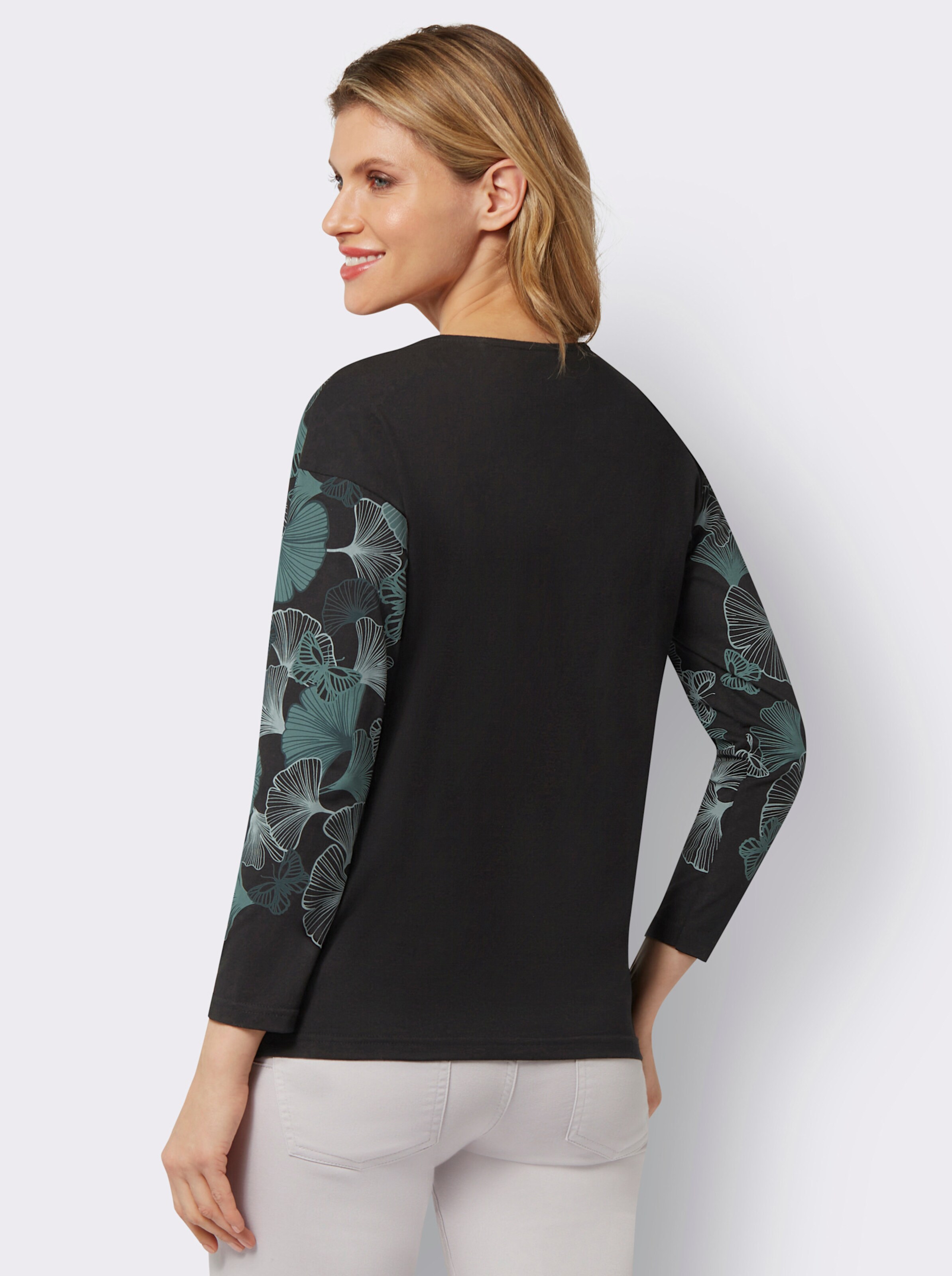 V-Shirt mit Druck-Einsatz