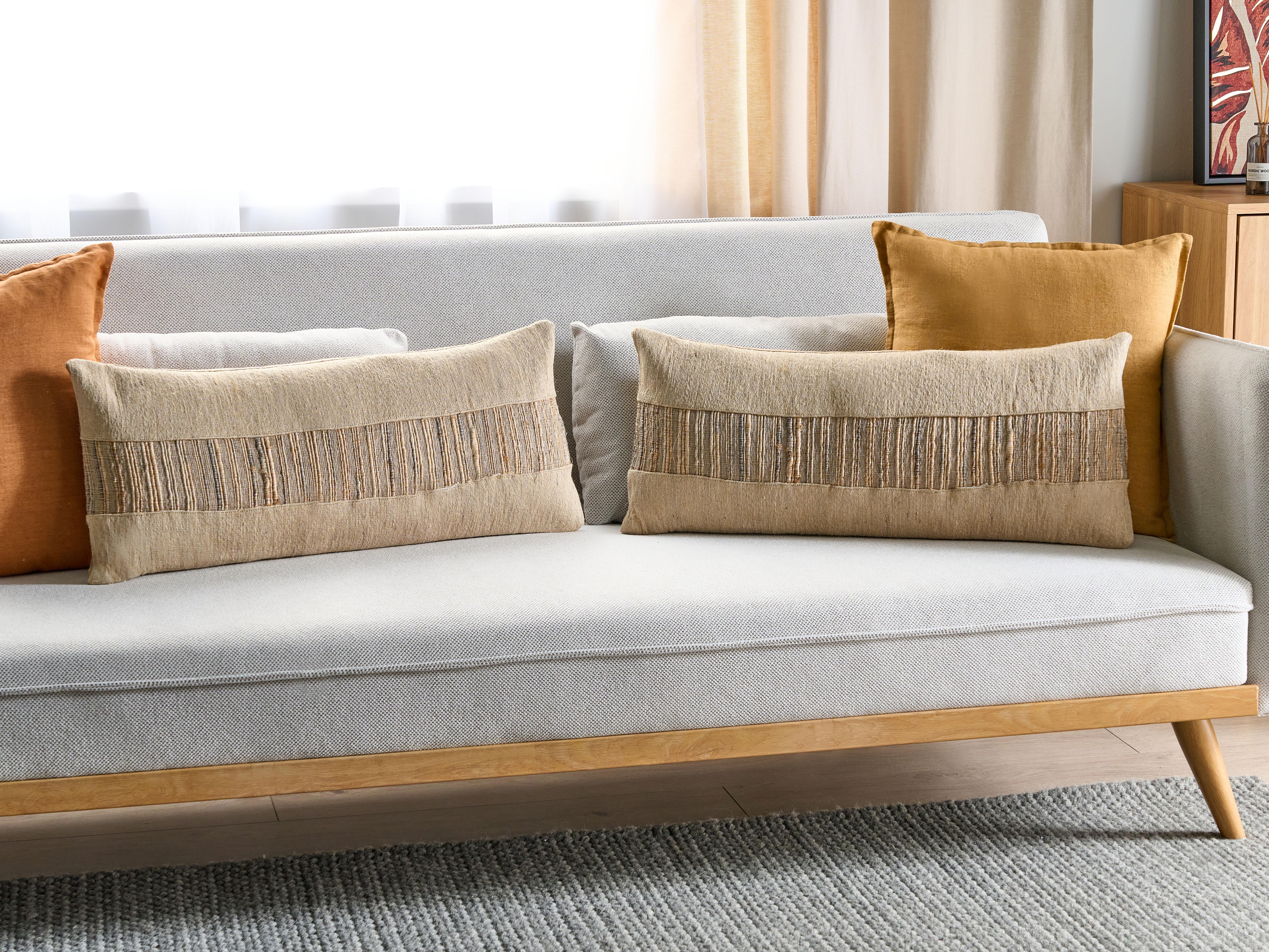 Set van 2 sierkussens LUINA Jute 30 x 70 cm Beige effen