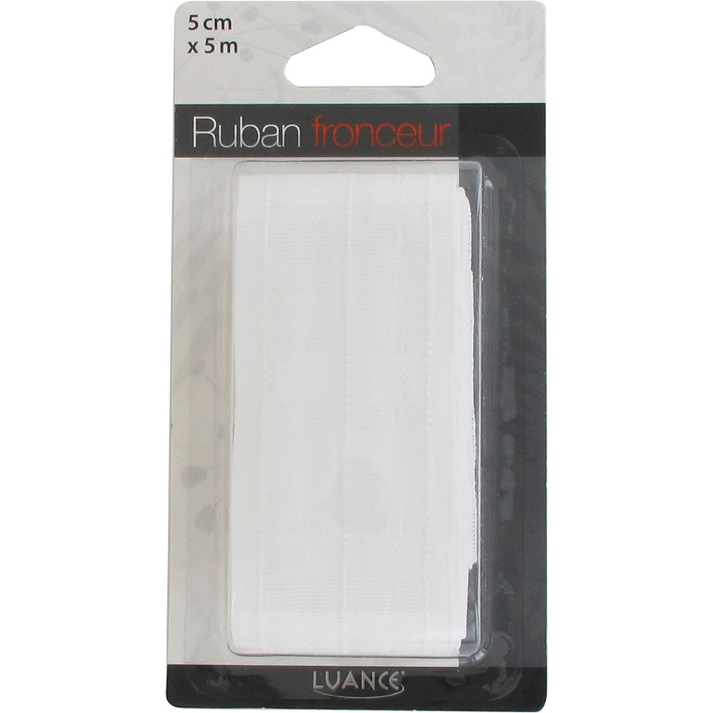 Ruban fronceur en polyester blanc 5cmx5m