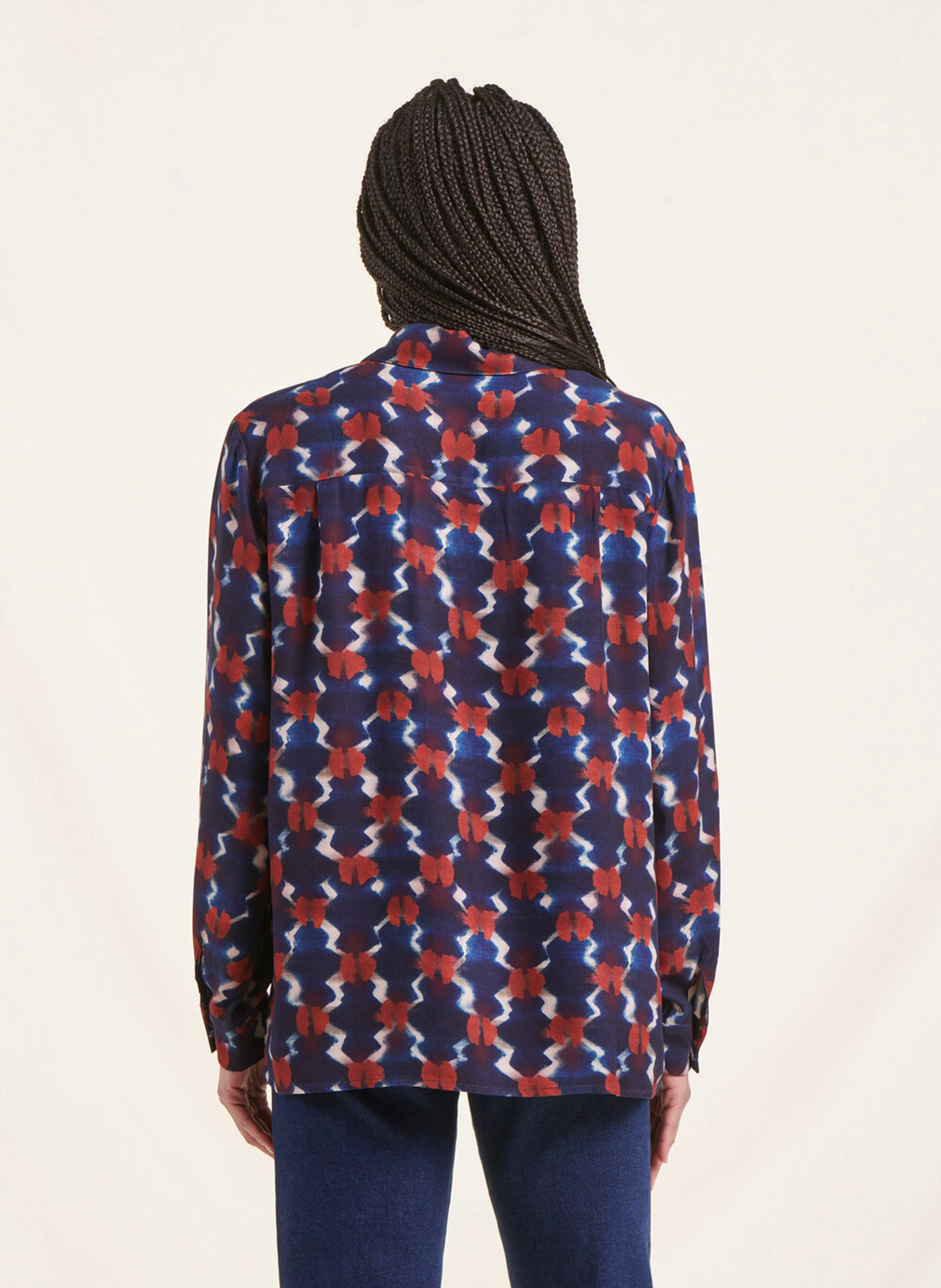 Chemise ample imprimée| Bleu