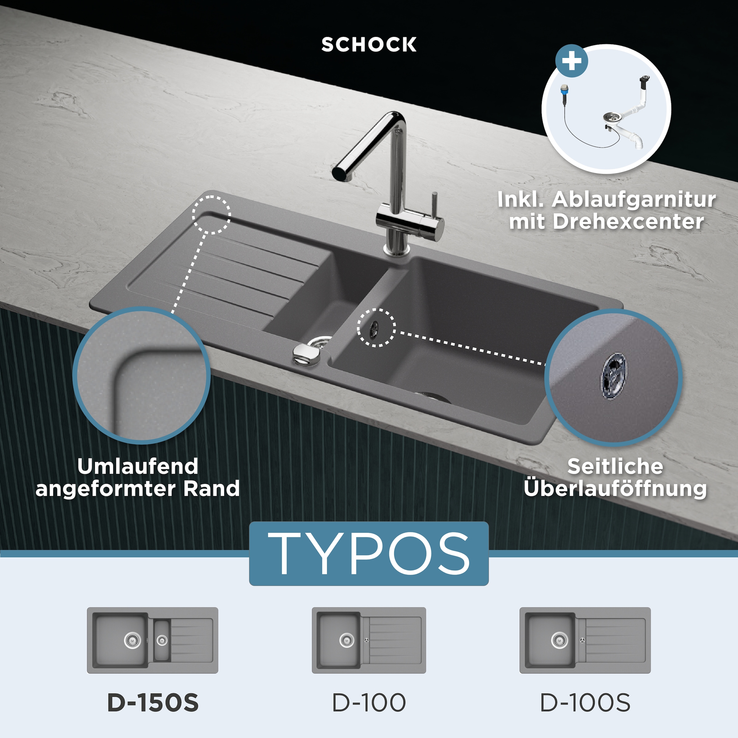 Schock Granitspüle »Typos DS« mit Restebecken