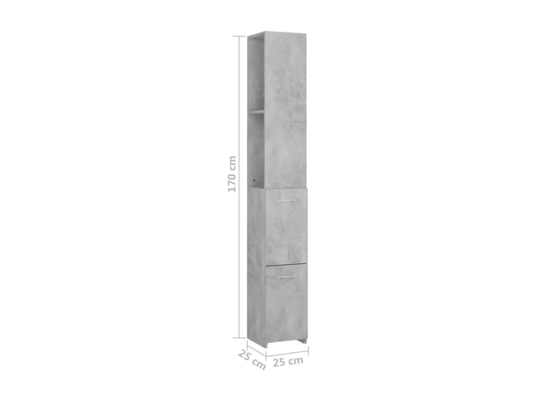 Armoire de bain gris béton 25x26,5x170 cm bois d'ingénierie