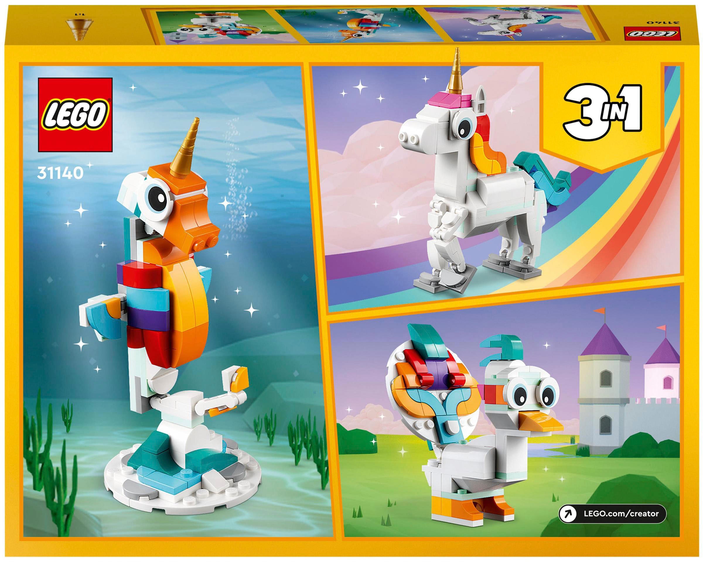 LEGO® Konstruktionsspielsteine »Magisches Einhorn (31140), LEGO® Creator 3in1«