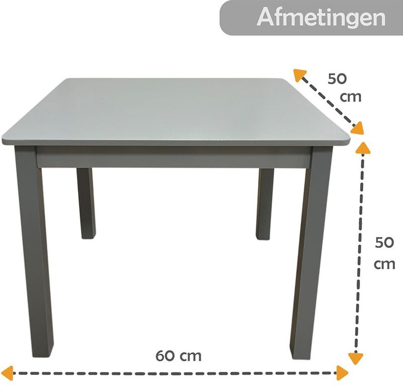 Maxx Kidz Kindertafel - Met 2 Stoeltjes - Grijs - Hout