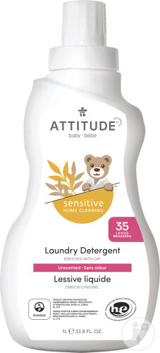 Attitude Bébé Lessive Liquide Naturelle Peau Sensible 35 Doses Bouteille 1l