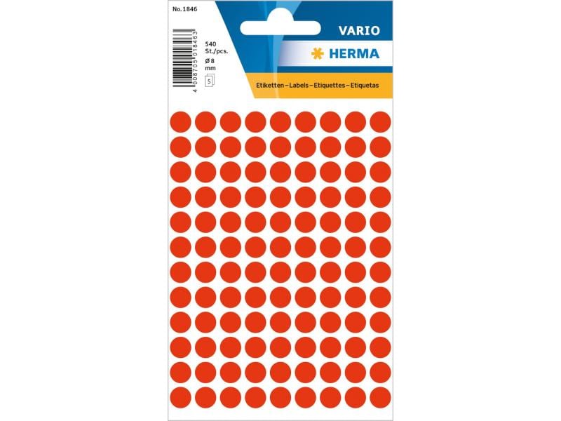 Herma Stickers Klebepunkte Vario Ø 8 mm, Neonrot Markierungspunkte Sticker