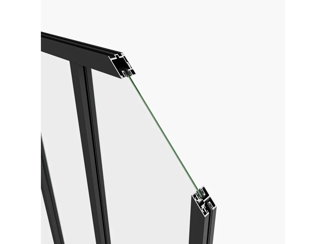 AICA Verrière Atelier en aluminium noir mat 63x108cm,Vitrage trempé 4mm,2 carreaux Verrière fixe,kit de verrière et vitrage