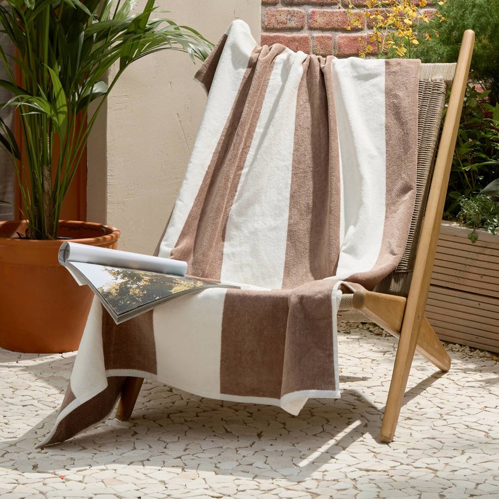 strandlaken Bold Stripe (taupe) (180x100 cm)