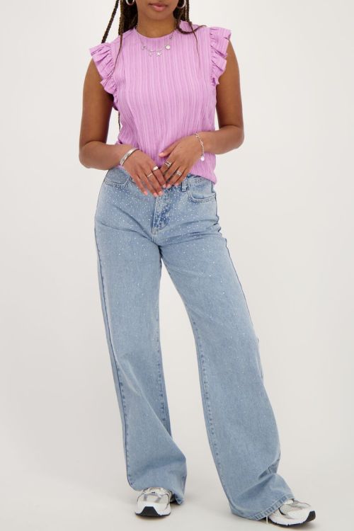 Paarse crinkle top met ruffle