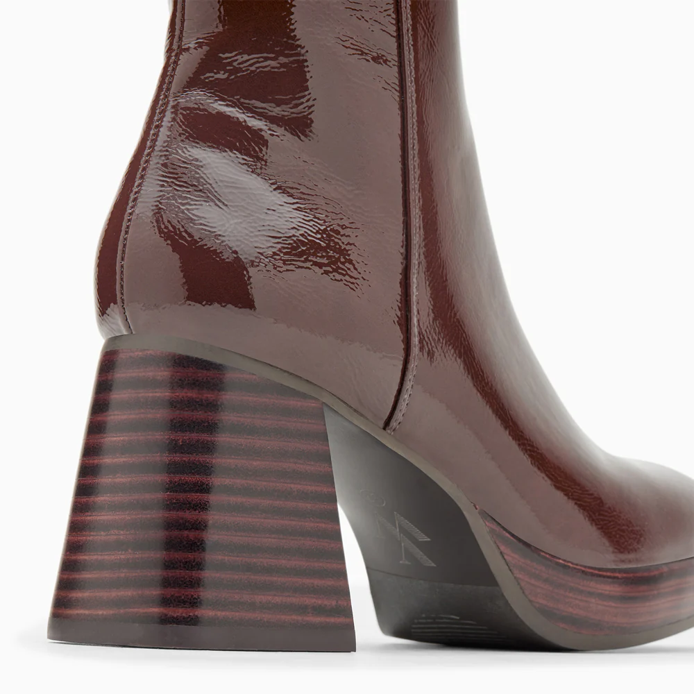 Bottines-Bottines Marina marron à plateforme et talon bois