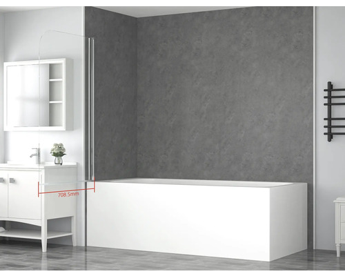 form&style badwand, 1-delig, BAFIA, 75 x 140 cm, helder glas, chroom profiel