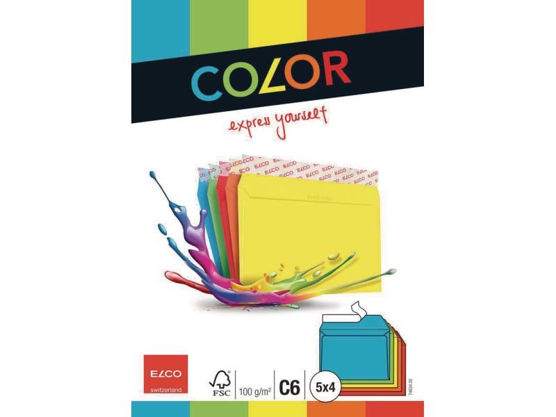 ELCO Couvert Color C6 Assortiert, 20 Stück Farbige Briefumschläge