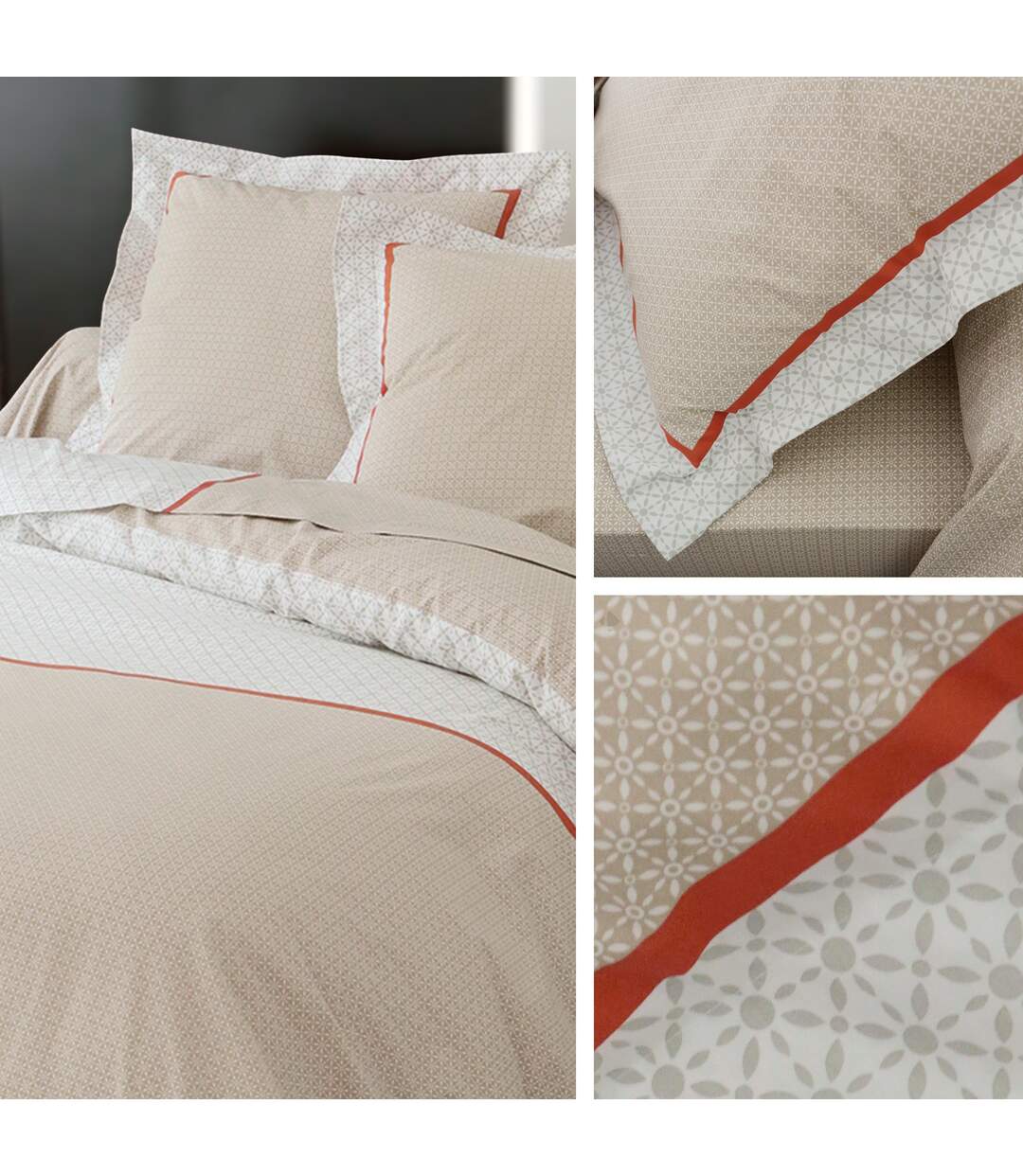 Taie d'oreiller 65x65 cm satin de coton WESLEY beige sisal