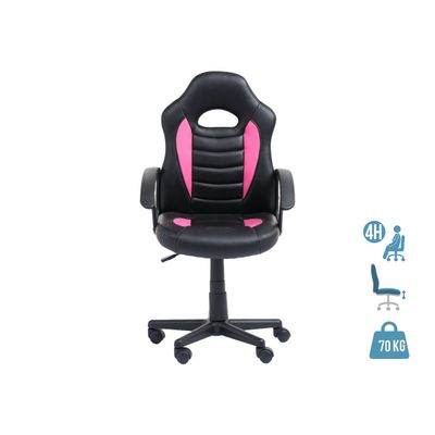 Fauteuil gamer ANZIO - accoudoirs fixes - noir et rose