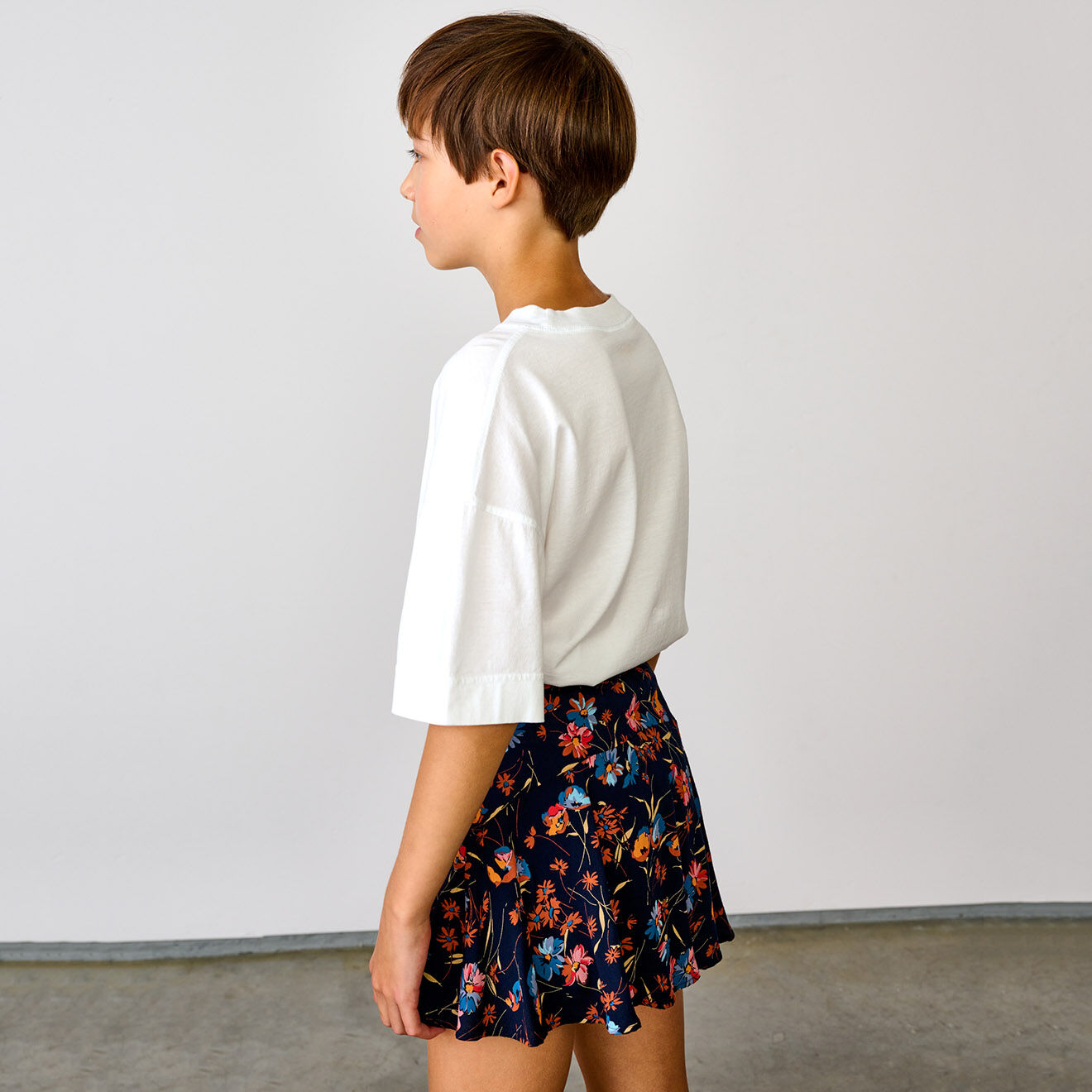 Bellerose Jupe courte trapèze Pasha à fleurs noir/multicolore