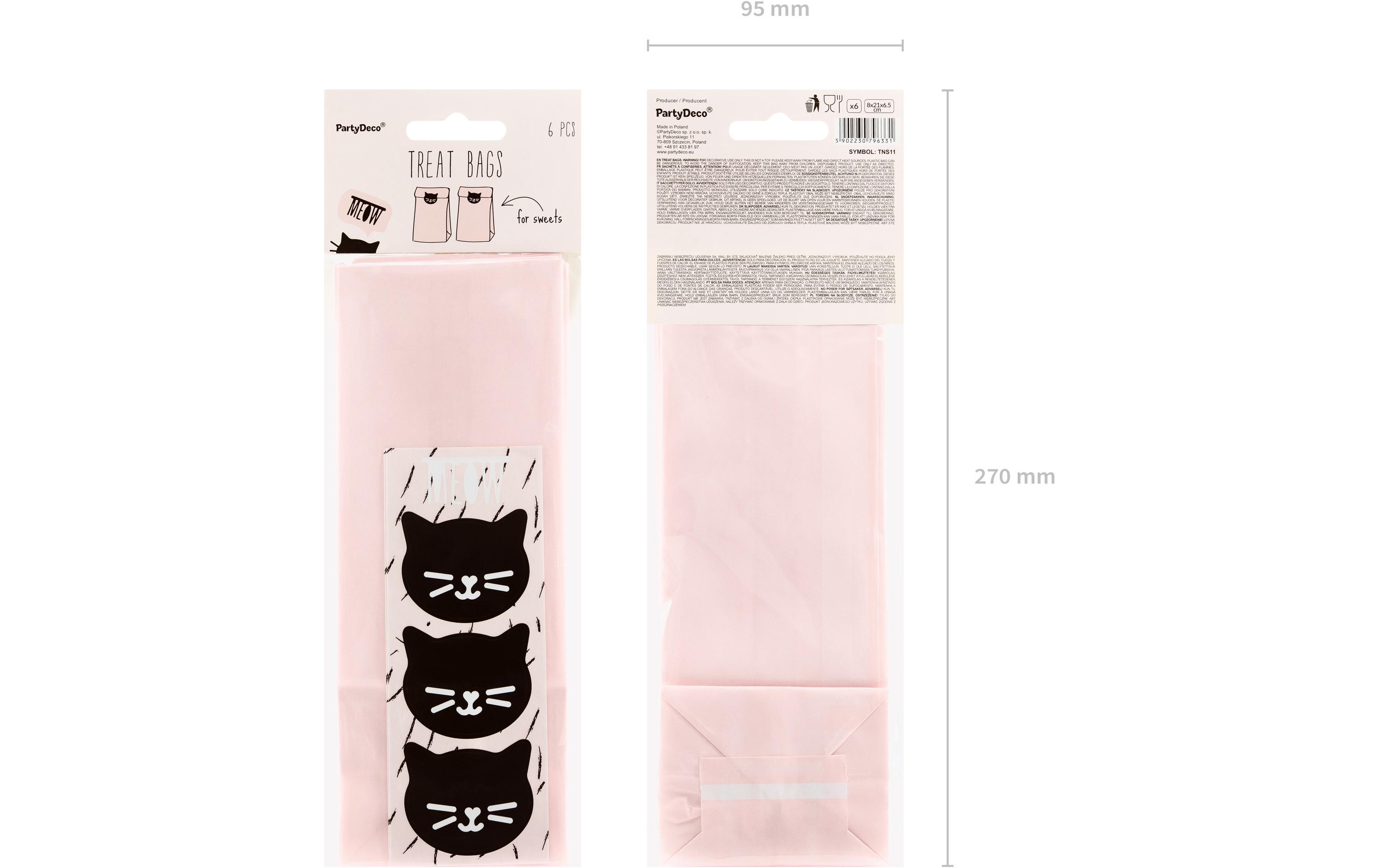 Geschenktüte Cat 6 Stück, RosaSüssigkeiten-Tüten