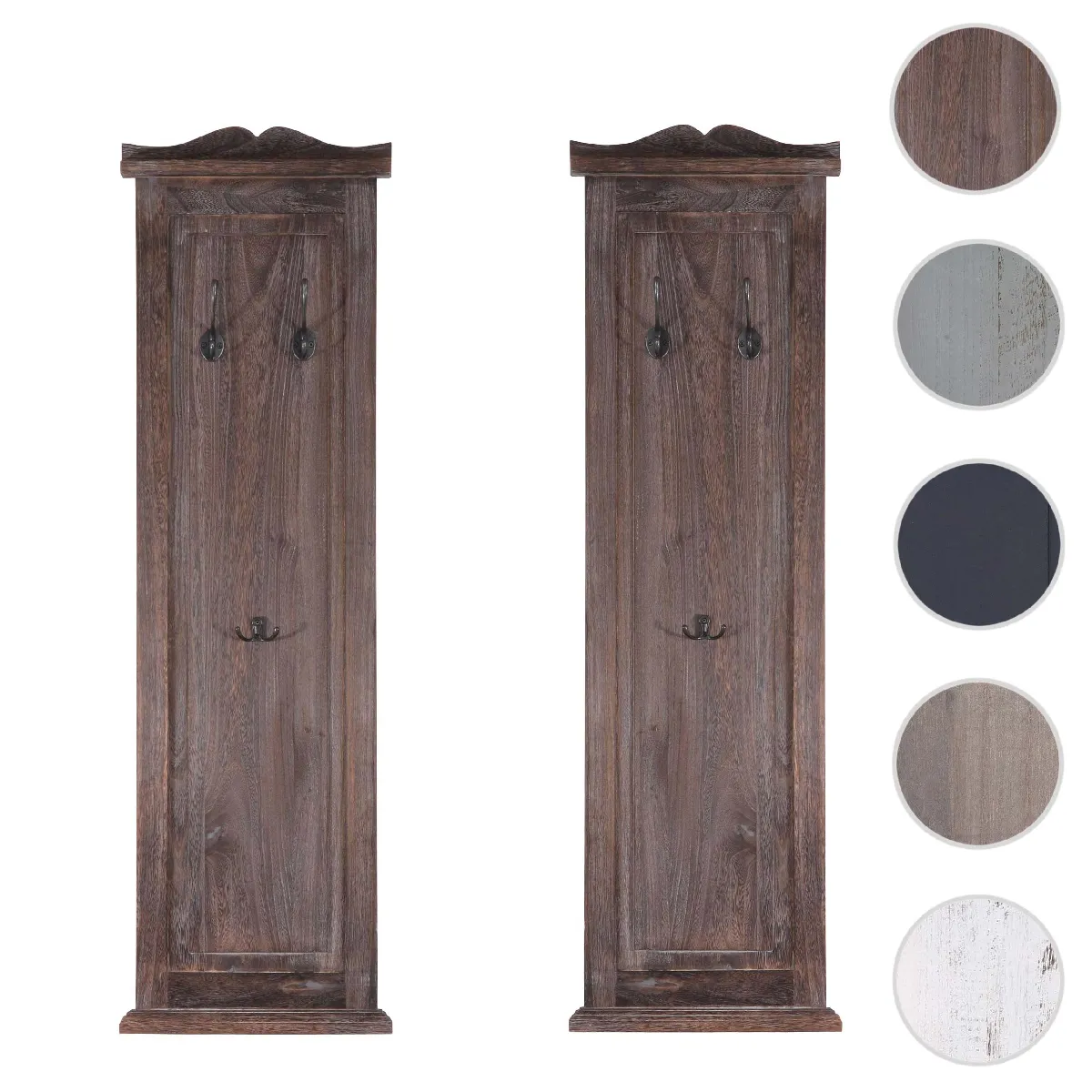 Mendler 2x Patère Mural - Shabby Marron