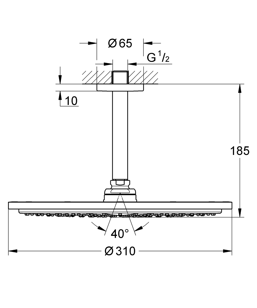 Grohe Rainshower hoofddouche met douchearm plafond brushed hard graphite
