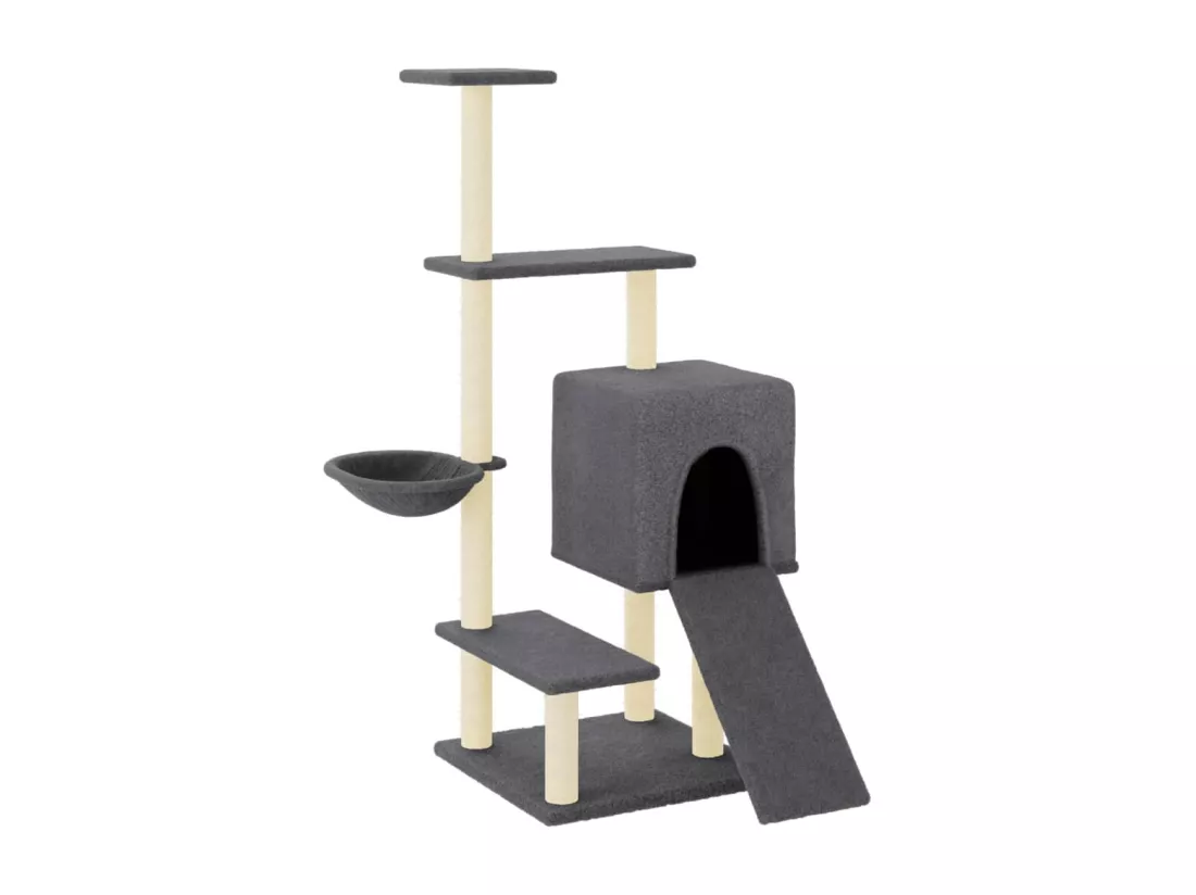 Arbre à chat avec griffoirs en sisal gris foncé 130,5 cm