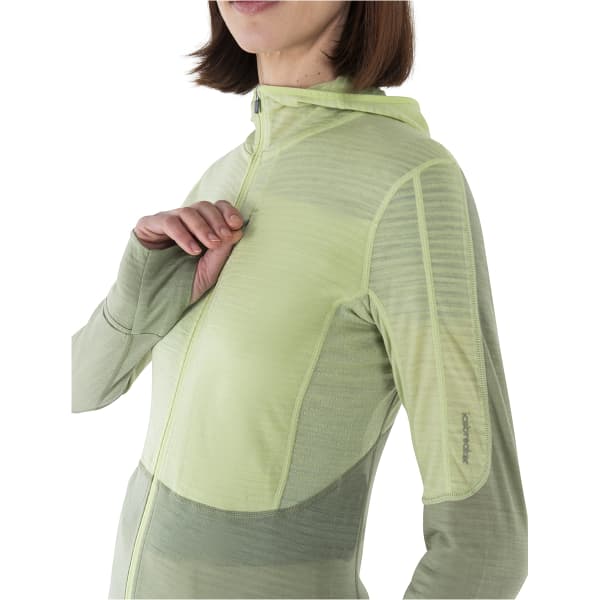 Veste polaire randonnée ICEBREAKER W MERINO 200 REALFLEECE DESCENDER LS ZIP H GLAZEN/LICHEN/CB