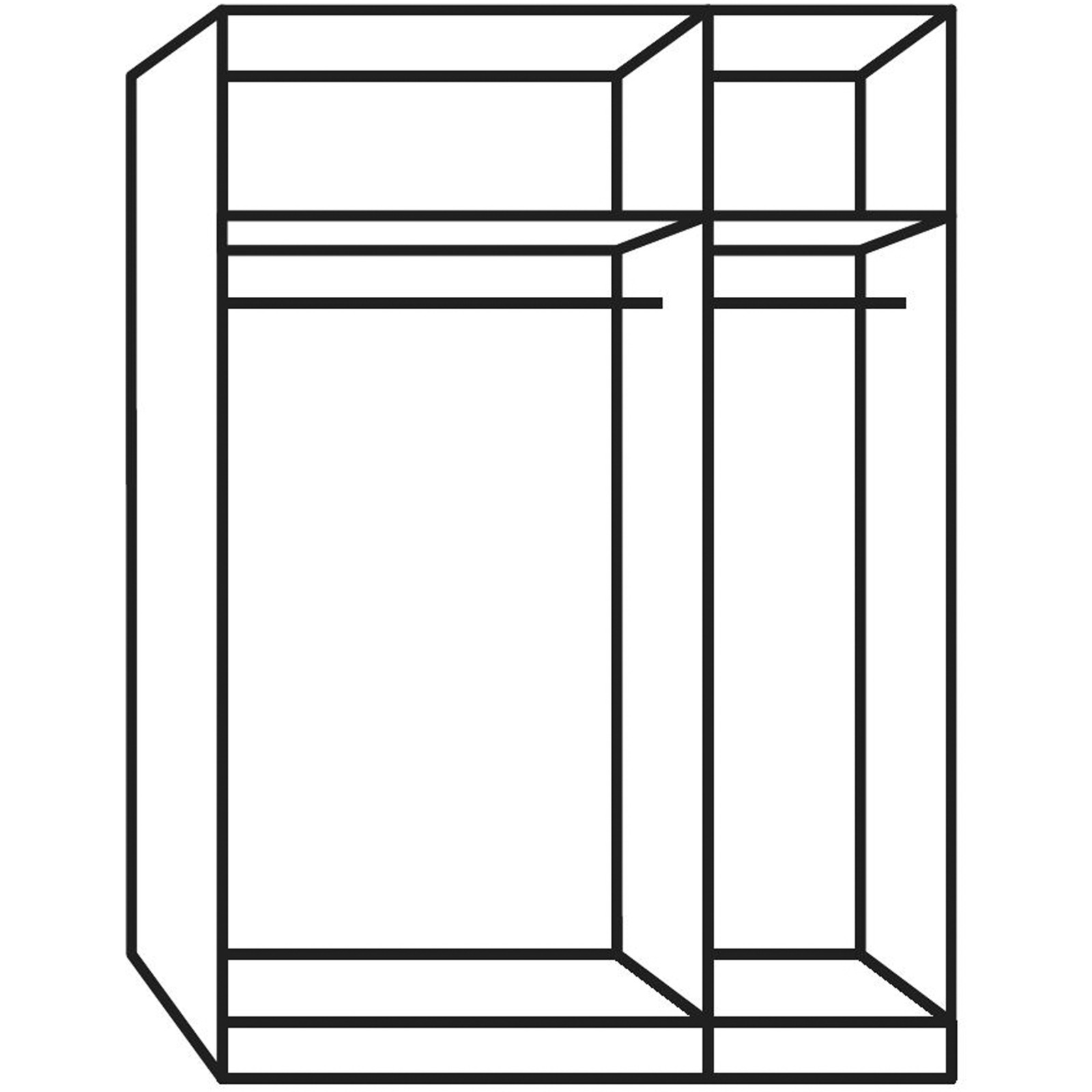 Schwebetürenschrank Schweizer 105 Eiche Natur weiss 253 x 215 x 65 cm, 253 cm